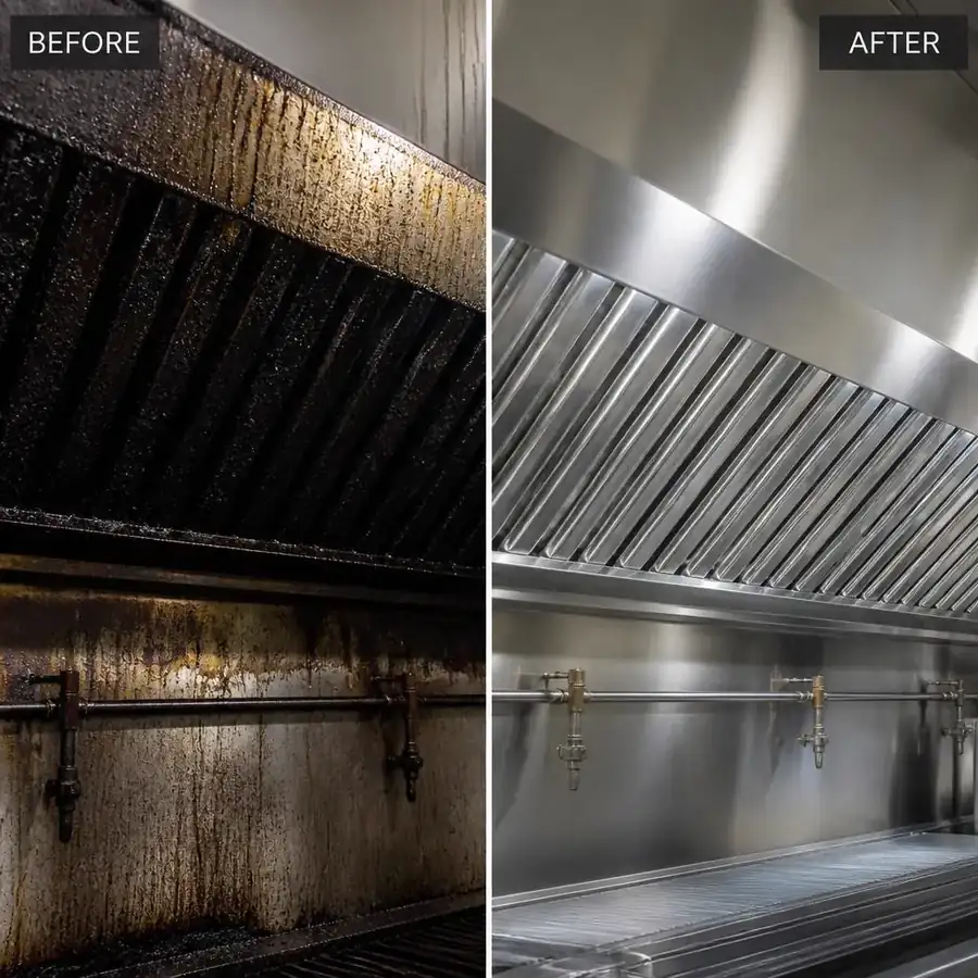 Kitchen exhaust hood degrease